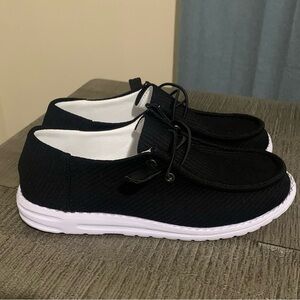 SHEIN Classic Black Loafers with White Soles